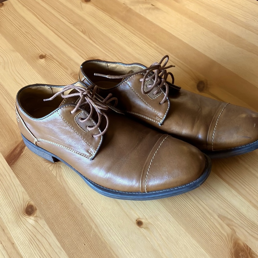 Guess GM Nelton Faux Leather Brown Oxford Dress Shoes Size 8.5